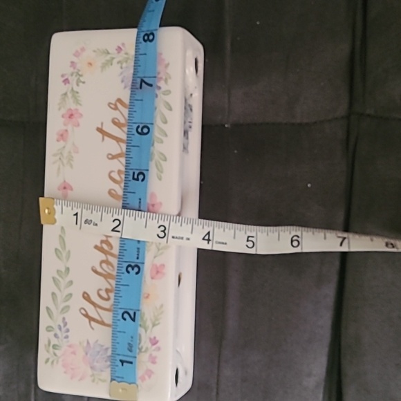 Happy Easter He Is Risen Glass Ceramic Rectangle Cube Sign Pink Purple Yellow - Picture 6 of 7